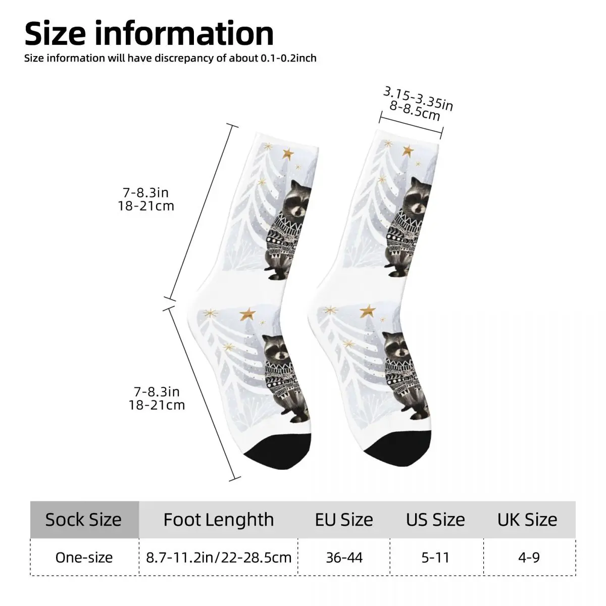 Funny Crazy Sock for Men Raccoon Cozy Woodland Animal Hip Hop British Folk Pattern Printed Crew Sock