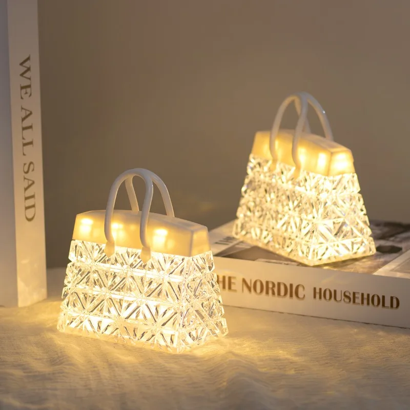 Personality Crystal Bag Floor Lights Creative Bedroom Bedside Night Lamp Birthday Gift For Best Friend Desktop Artistic Ornament