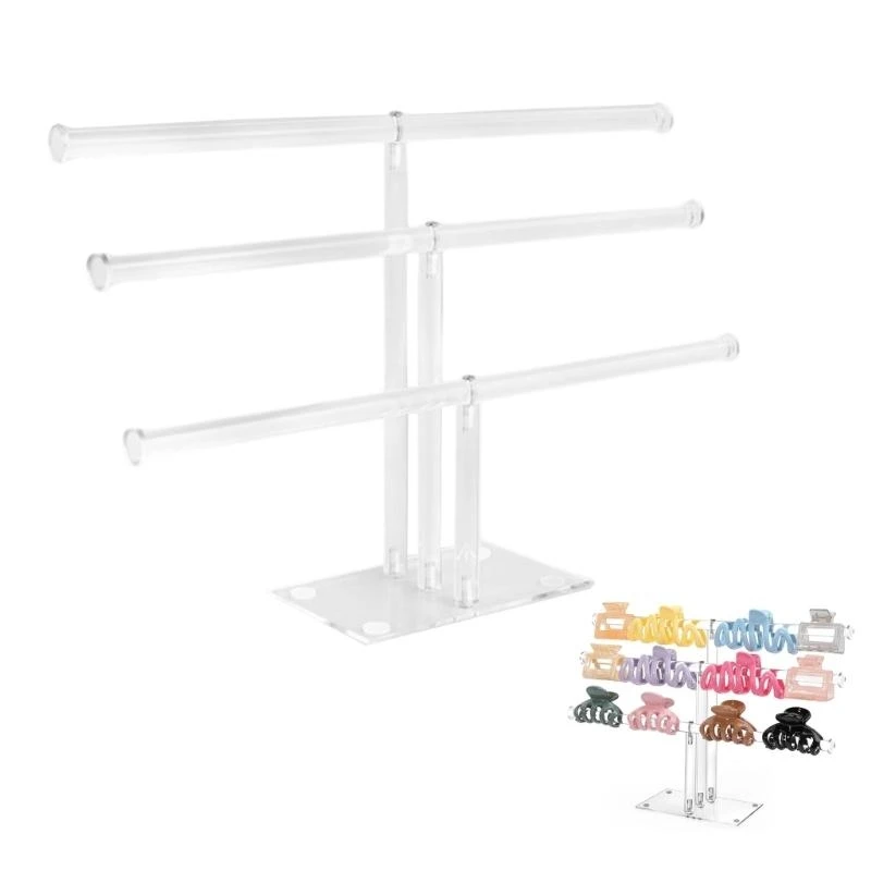 N7MF Elegant Acrylic Hair Accessory Holder 3 Tiers Claw Clip Holder for Women Girls