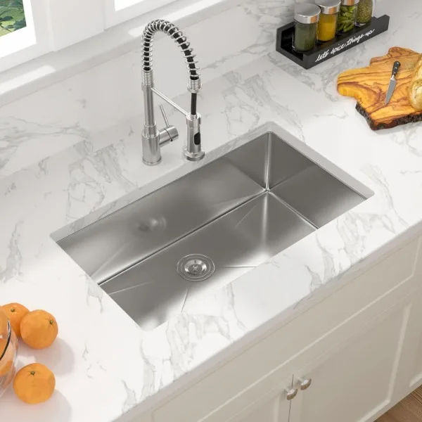 Sarlai 32 Kitchen Sink Undermount Stainless Steel - 32x19 Kitchen Sink Under Counter 16 Gauge Stainless Steel Single