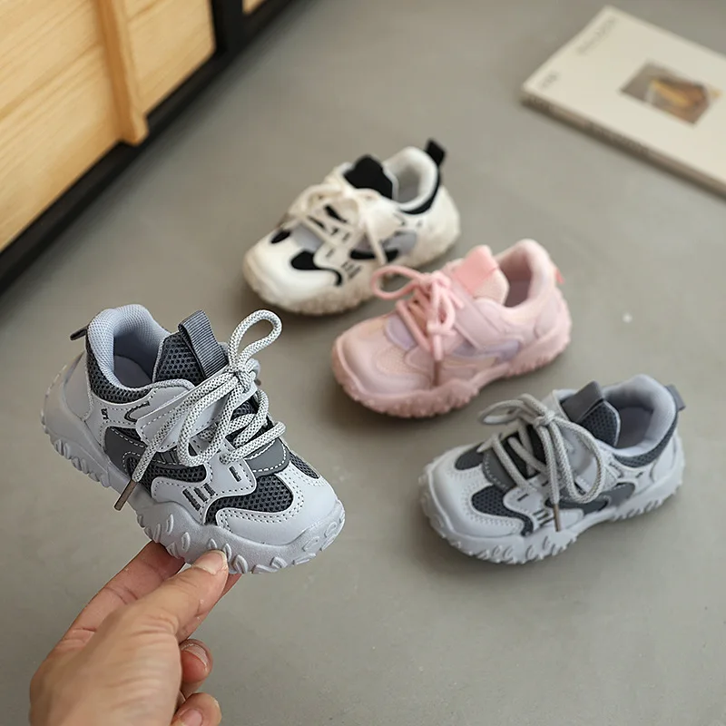 

Children's Sports Shoes New Mesh Breathable Girls Causal Sneakers Non-slip School Kids Running Sneakers Boys Non-slip Hook Loop