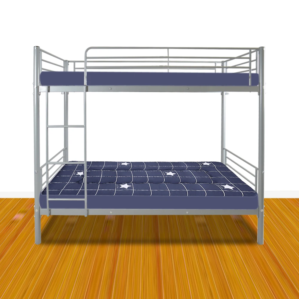 Iron Bed Bunk Bed With Ladder For Kids Twin Size Gray Children's Furniture