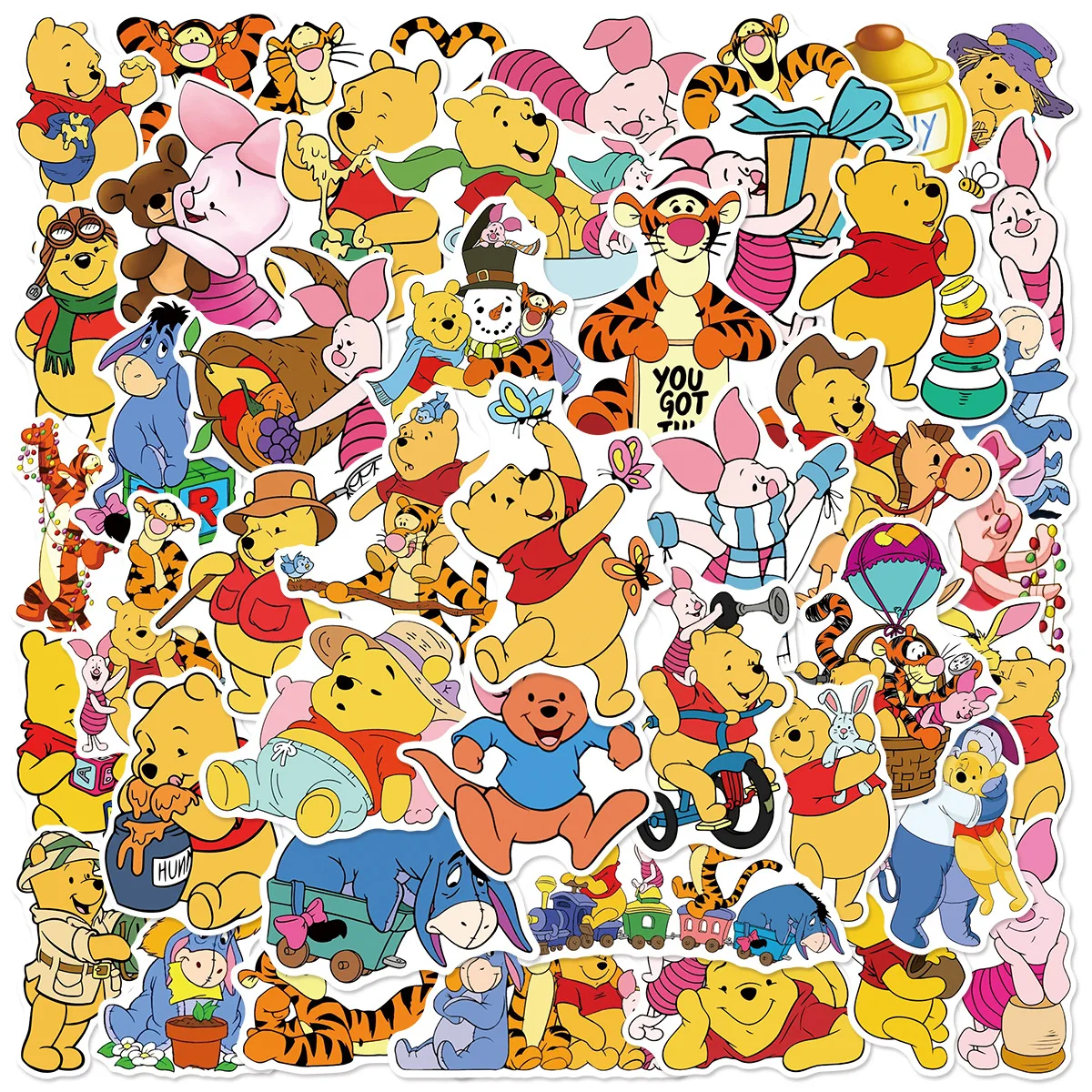 50 Adesivos do Desenho Animado Disney Winnie the Pooh, Adesivos do Urso Pooh e Piglet para Bagagem, Laptop, Decalques Impermeáveis, Brinquedo Infantil, Presente