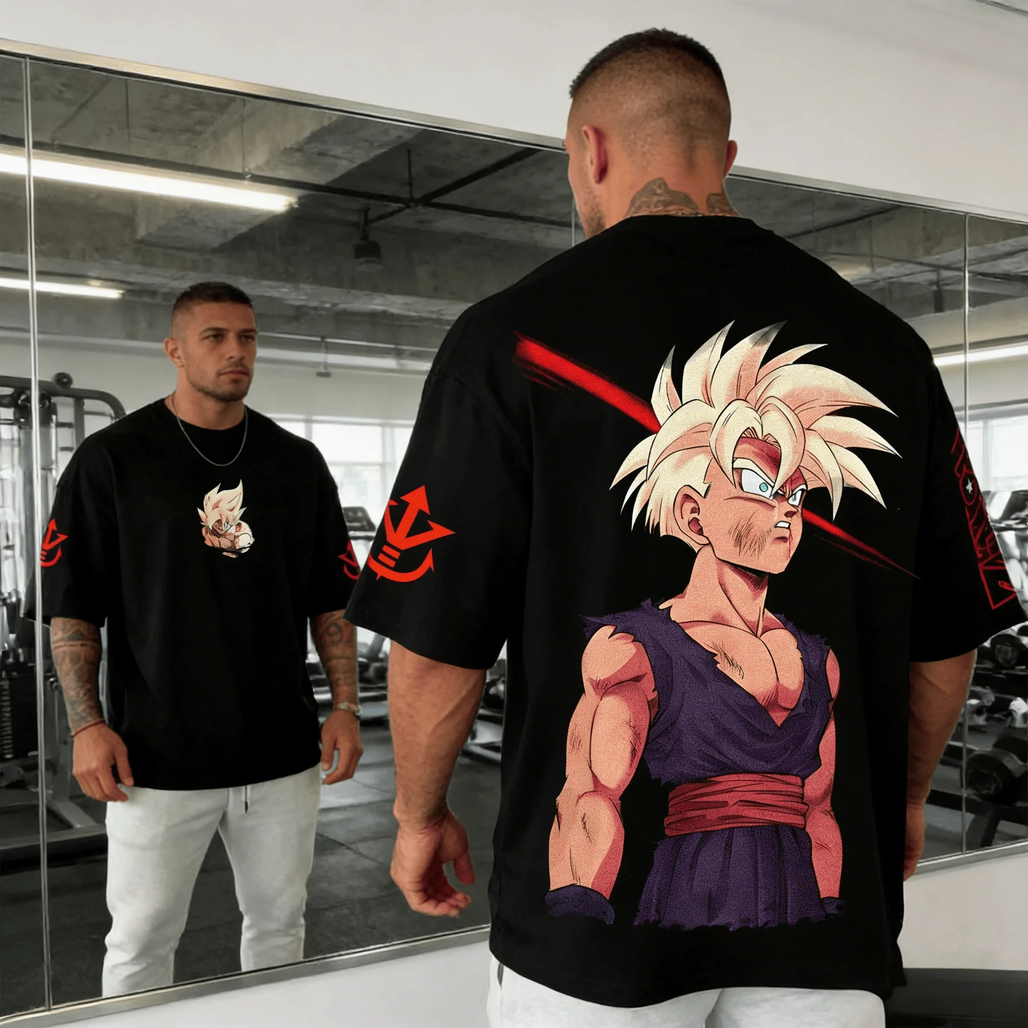 2026 Dragon Ball Gohan Dark Majin Surge Print Baumwoll-Oversize-T-Shirt für Herren und Damen – Lässiges, locker sitzendes Unisex-Anime-Grafik-Oberteil
