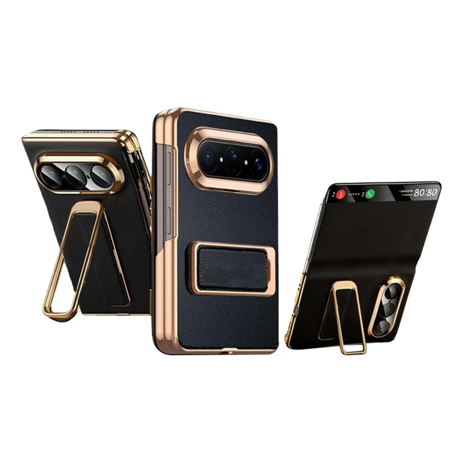 For Huawei Pura X Max Leather Cover Clear Smart View Window Flip Case with Wrist Strap Stand Electroplated Full Shockproof