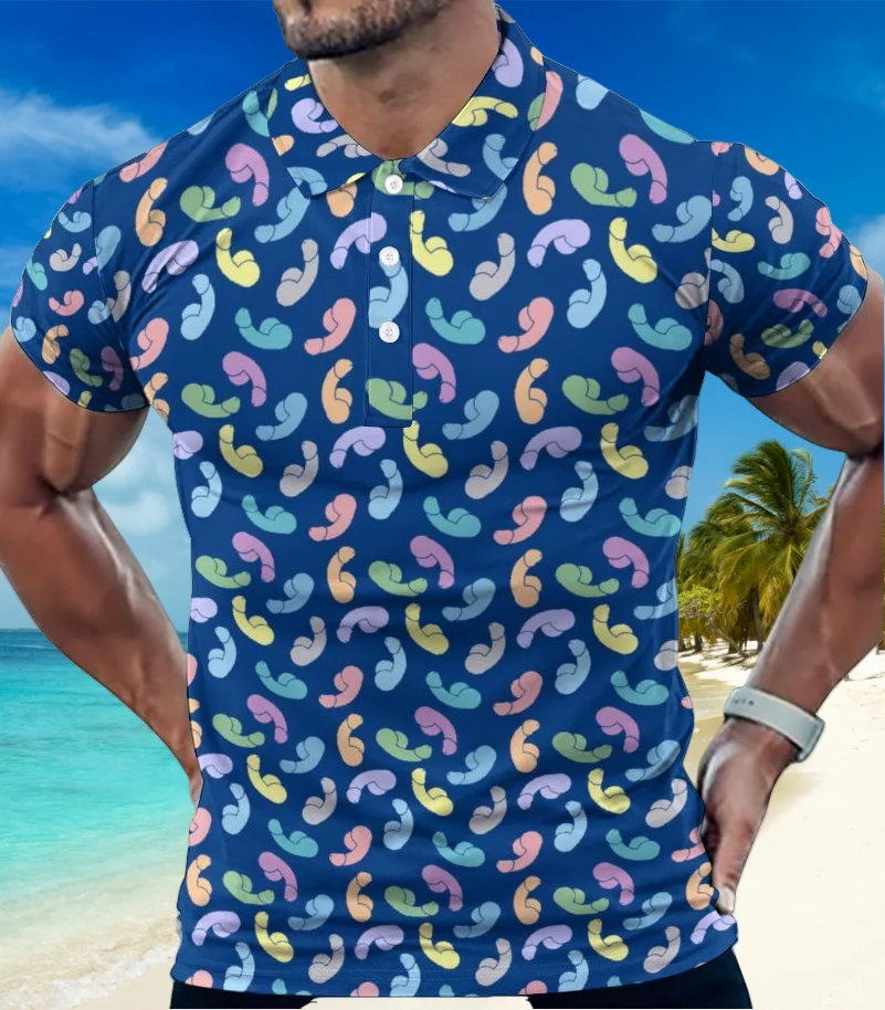 قميص بولو بياقة مطبوعة ثلاثية الأبعاد، بلوفر رجالي بأكمام قصيرة، مقاس كبير، ملابس رياضية كاجوال، موضة الصيف، مريح للتنفس