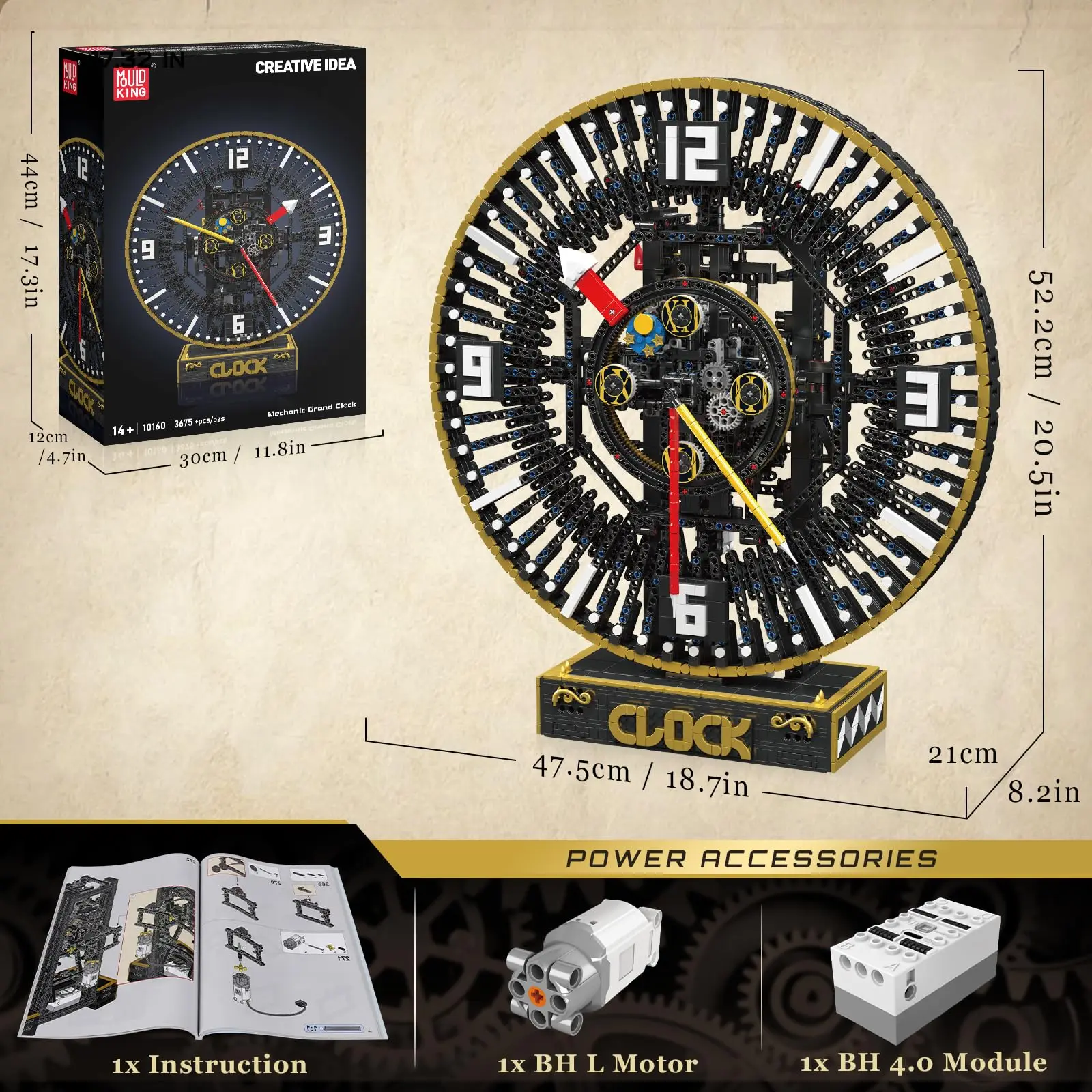 Juego de bloques de construcción de reloj mecánico, Kit de modelo de reloj en tiempo Real con engranajes mecánicos, modelo de construcción eléctrico de Control por aplicación