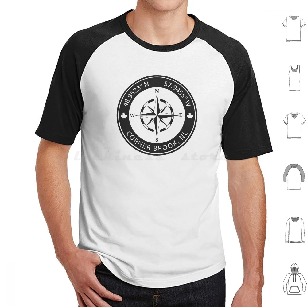 Corner Brook , Newfoundland And Labrador Geographical Coordinates T Shirt Big Size 100% Cotton Corner Brook Newfoundland