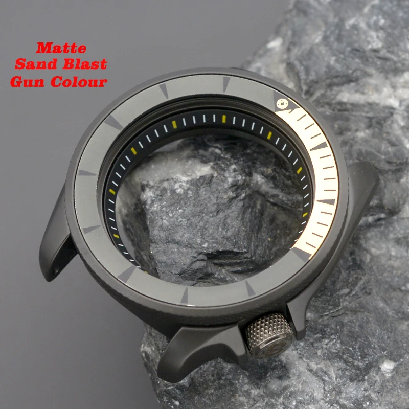 SKX007 Sand Blast Gun Color Watch Case Fit NH34 NH35 NH36 7S26 4R35 6R15 Mechanical Movement Men Dive Watch Replacement Mod Case
