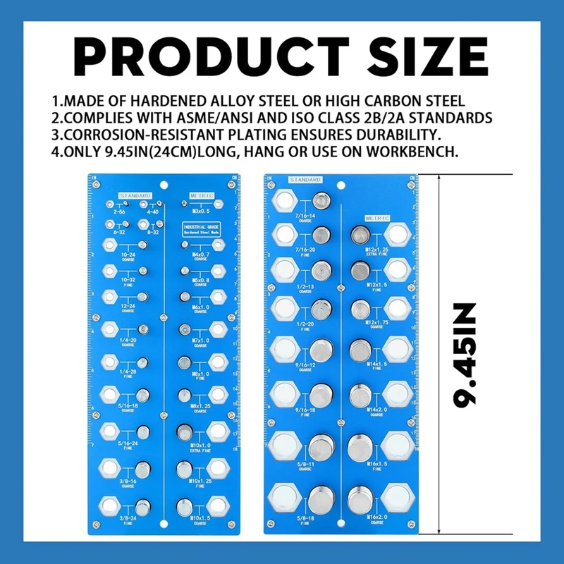 Imagem -06 - Parafuso e Porca Identification Gauge 2-em1 Thread Checker Ferramenta de Identificação Régua Fácil de Usar 17 Métrica e 21 Polegada