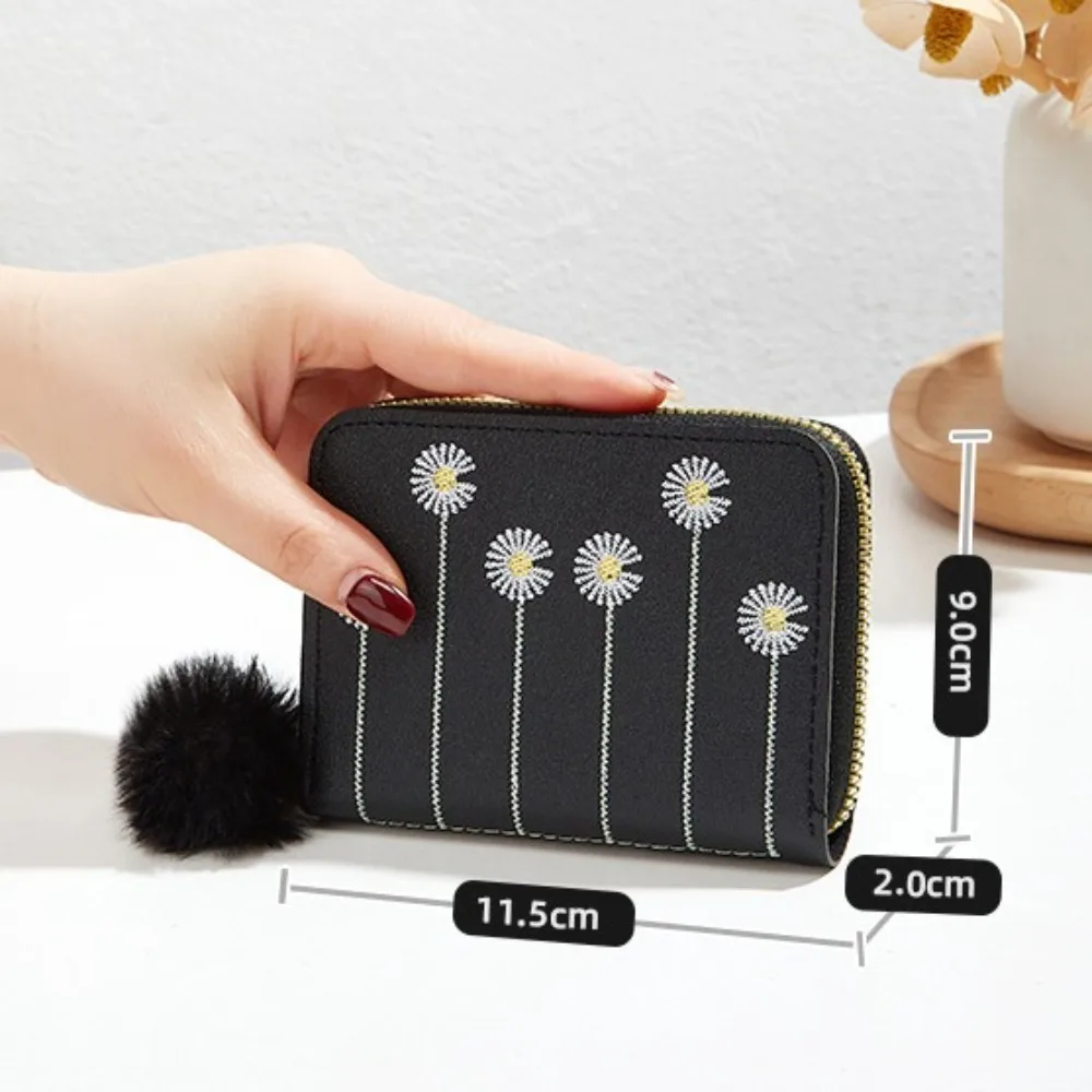 PU Leather Short Wallet New Zipper Plush Ball Coin Purse Mini Women Wallets Ladies image 6