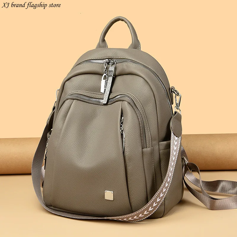 

Soft leather backpack, women's single shoulder backpack, backpack, large capacity travel bag, versatile fashion new casual bag