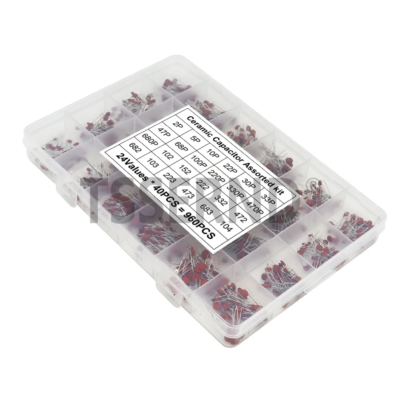 300pcs/960pcs 2pF-0.1uF Ceramic Capacitor Set Electronic Components Capacitor Assorted Kit Samples DIY
