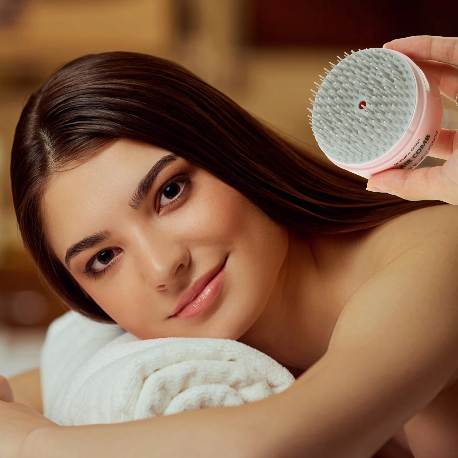 

Portable Comb for Women Pink Mini Travel Hairbrush with Massage Paddle Teeth Lightweight Easy to Use Store Small Round Gasping