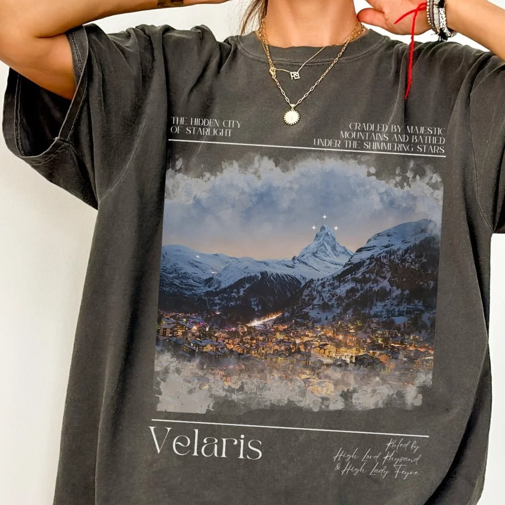Vintage Women Velaris Sarah J. Maas A Court of Thorns and Roses ACOTAR City of Starlight Graphic T Shirt Men Tee Summer Oversize