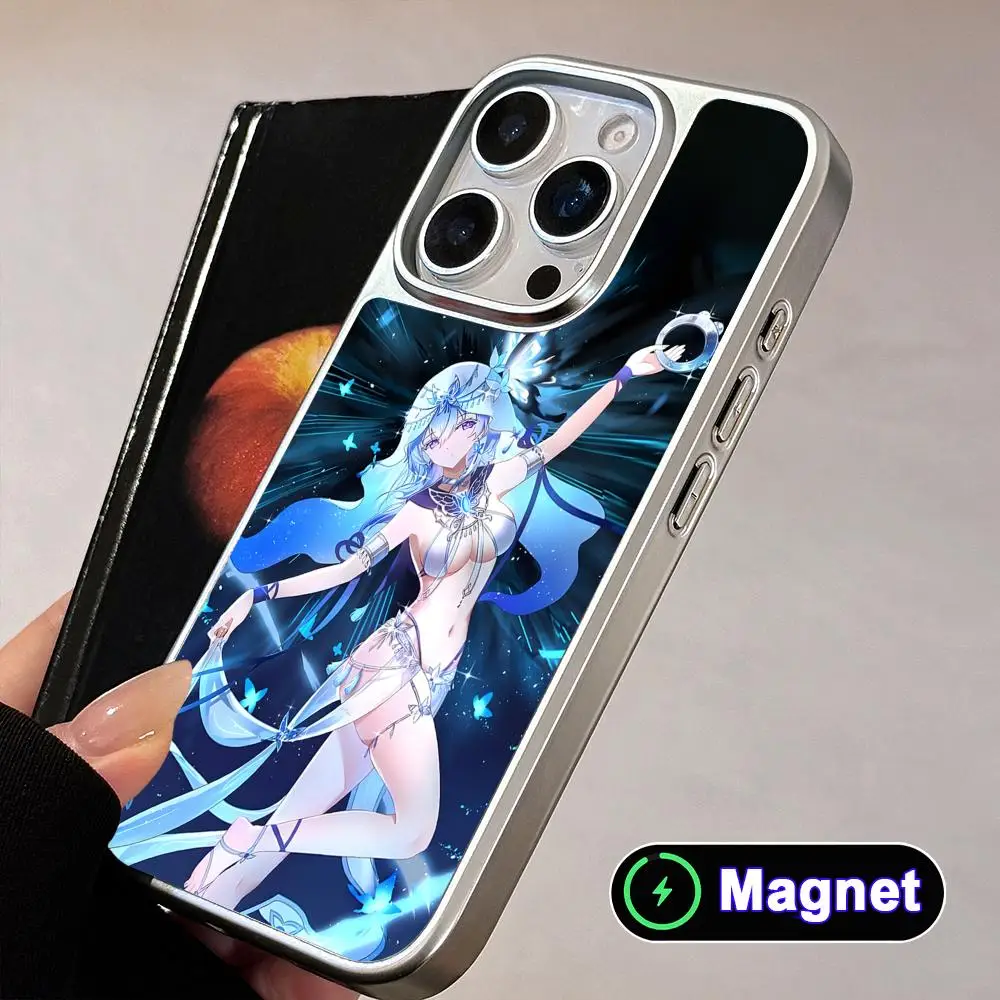 

Wuthering Waves Shorekeeper Silver Plating Magsafe Mobile Phone Case for iPhone 17 16 15 14 13 12 11 Air Pro Max Plus Colorful