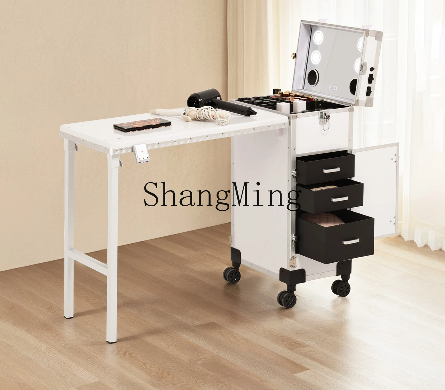 

FG folding tattoo embroidery manicure table with three-color light Bluetooth speaker universa movable dressing table