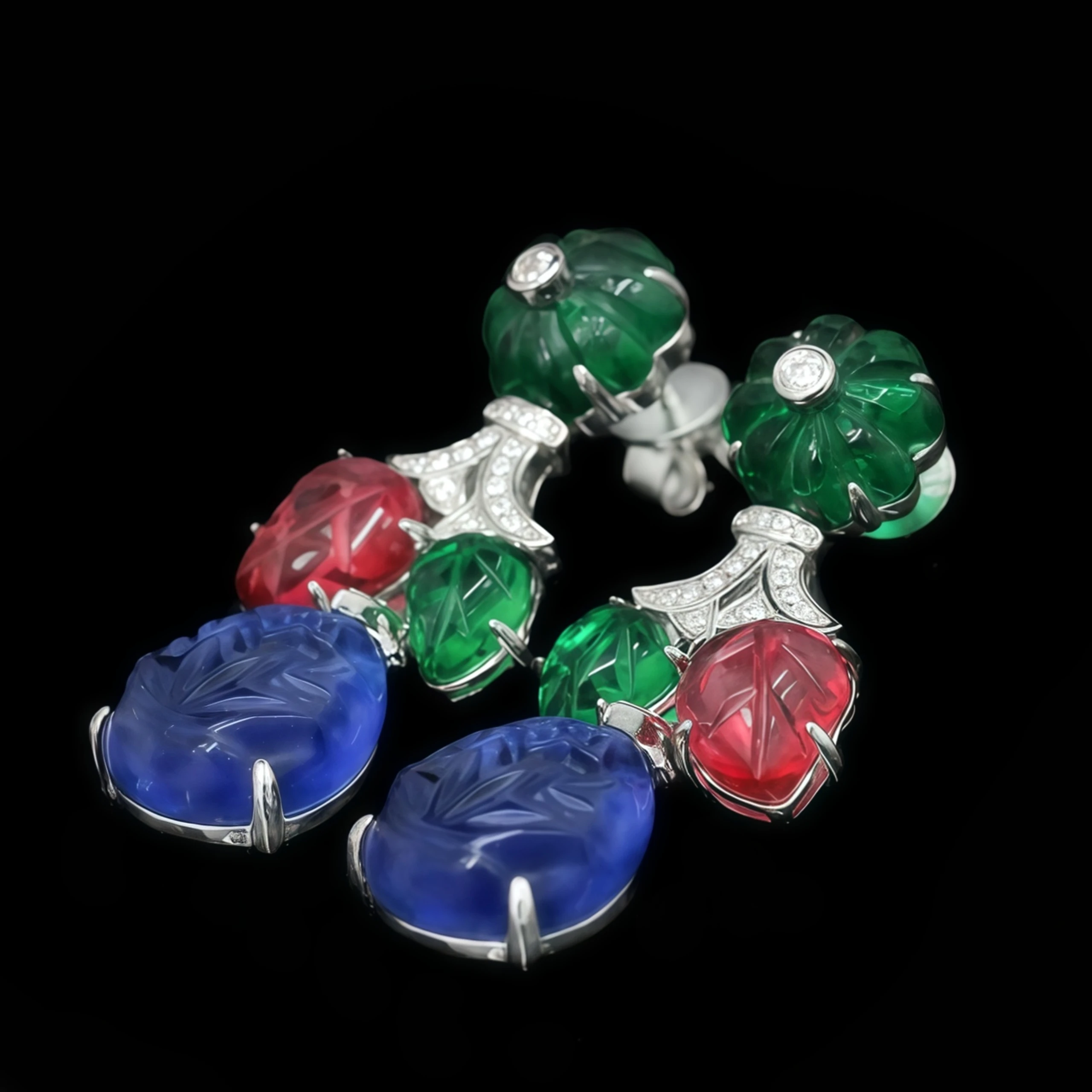 Winkin Winsin Tutti Frutti S 925 فضة القرط قطرة المرأة الكربون أقراط الماس الفاكهة الأزرق الأخضر الأحجار الكريمة والمجوهرات #3