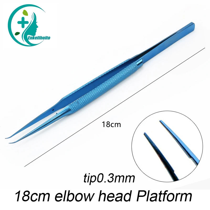 Testa dritta da 18cm testa a gomito Micro pinza chirurgica strumento per chirurgia delle palpebre Micro pinzette strumento a doppia palpebra