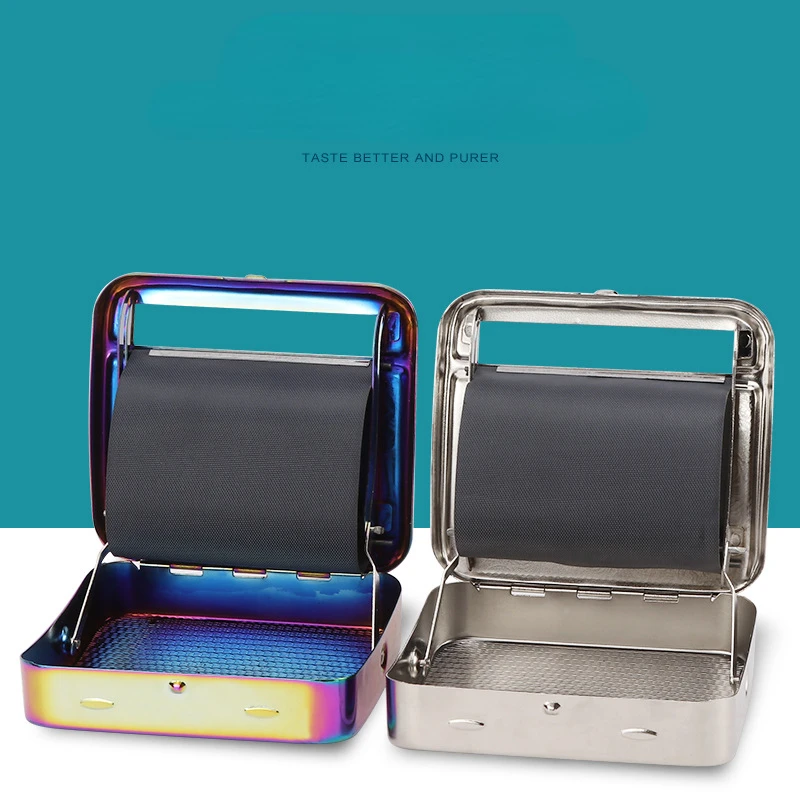 Portable New Metal Rolling Machine Tobacco Roller Cigarette Case Roller Cig Machine Smoking Accessories Men Cigarettes Tool Gift