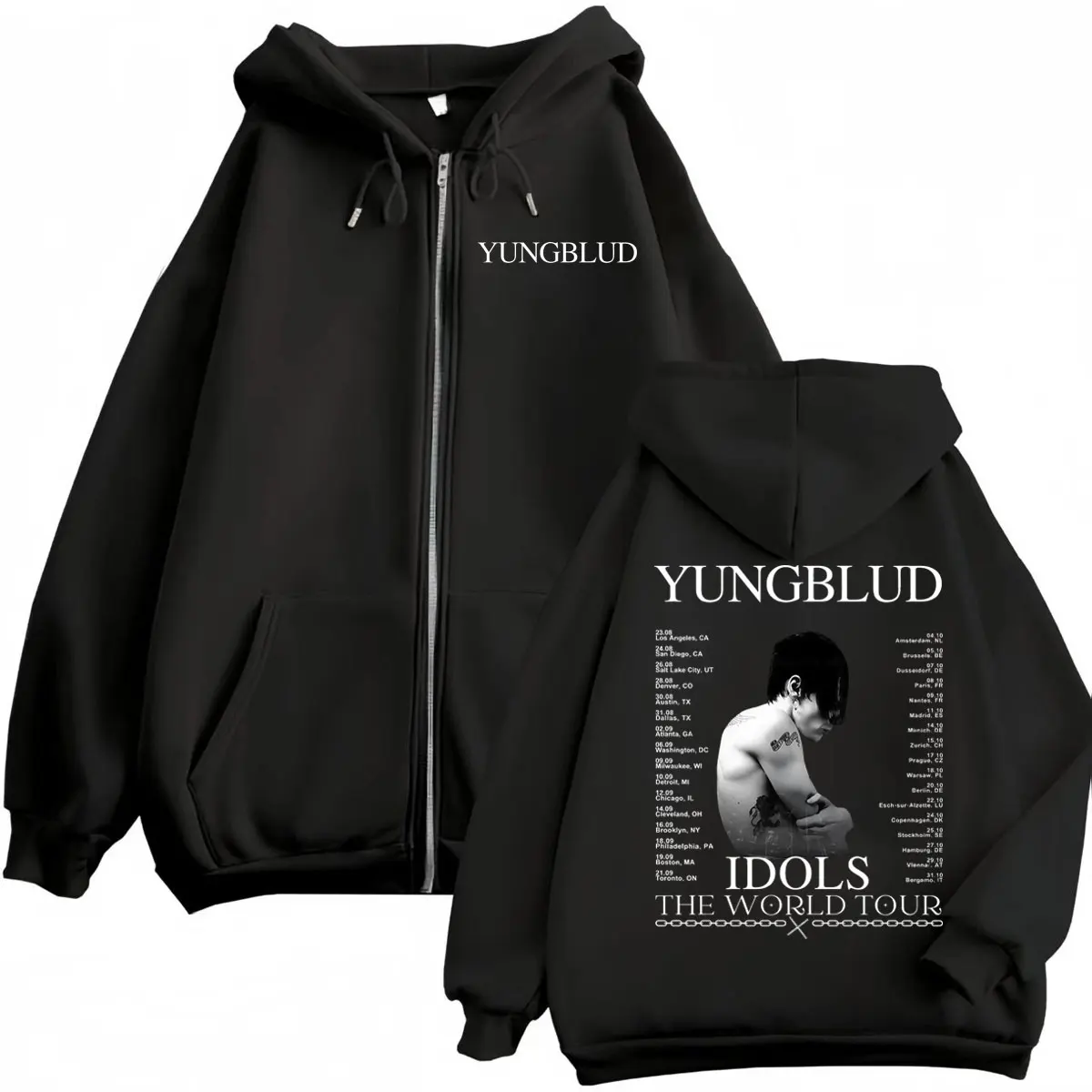

Yungblud IDOlS The World Tour 2025 Graphic Zipper Hoodies Men Women Fashion Rock Zip Up Sweatshirt Casual Loose Fleece Pullovers
