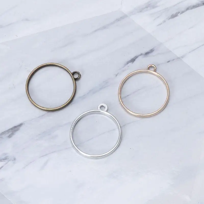 L4me 10 pcs colgante redondo marco en blanco resina bandejas bisel resina para hacer joyas bricolaje