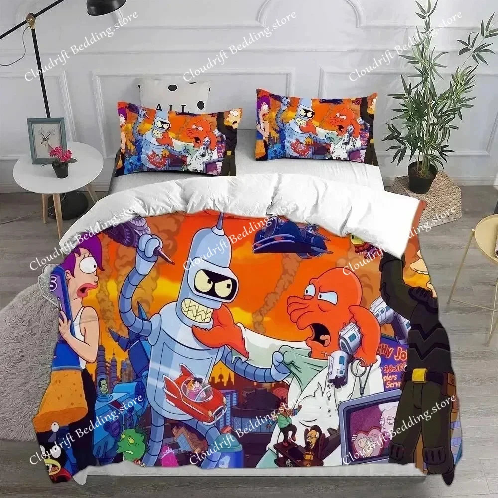 

Cartoon Futurama Duvet Cover Pillowcase Bedding Set Adult Boys Girls Bedroom Decoration kids Gift Single Double King Size