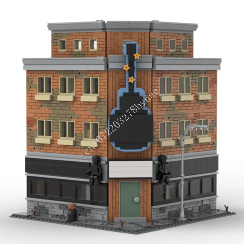 

2873 PCS City Street View Music Shop Building Blocks Modular Architecture Assembly Educational Man for Adults Home Decoration