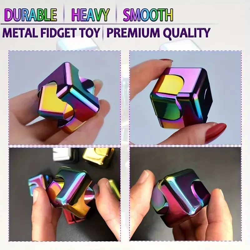 Giroscopio rotante con punta delle dita in cubo di metallo Fidget antistress Giocattoli per adulti Ufficio Casa Viaggio Spinner portatile Giocattoli Regali di Natale