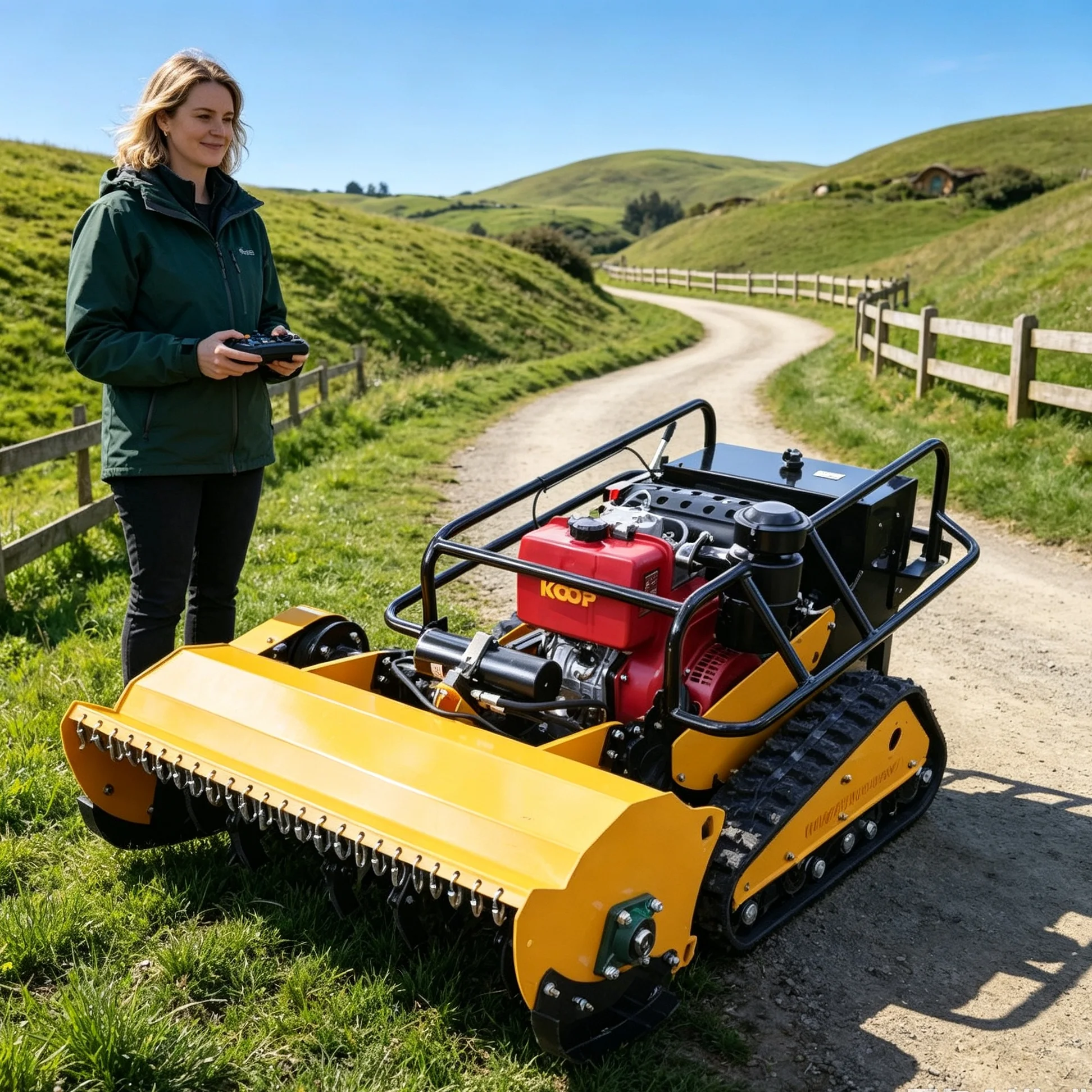 Customized 800SPro wireless four‑stroke lawn mower robot supporting extra GPS, works steadily on rugged uneven terrain
