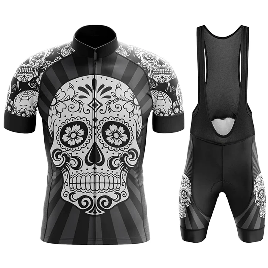 Men\'s Mtb Clothing Bike Man Skull Cycling Summer 2023 Costume Jacket Clothes Blouse Complete Team Jersey Male Outfit Set Tricuta