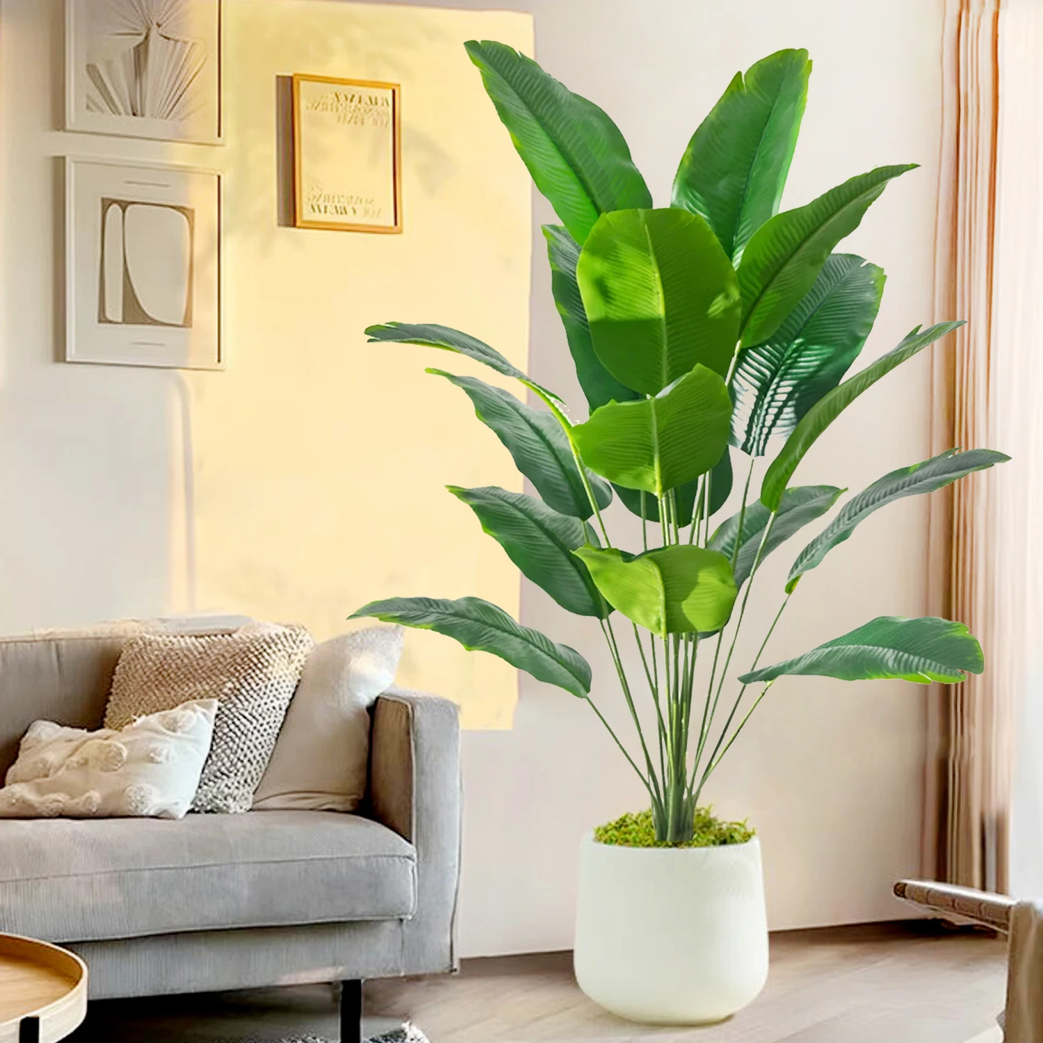 65–125 cm/47,2 Zoll große tropische Palme, gefälschte Bananenpflanzenblätter, fühlt sich echt an, Strelitzia Reginae-Kunststoffpflanze für den Hausgarten – Detail 20