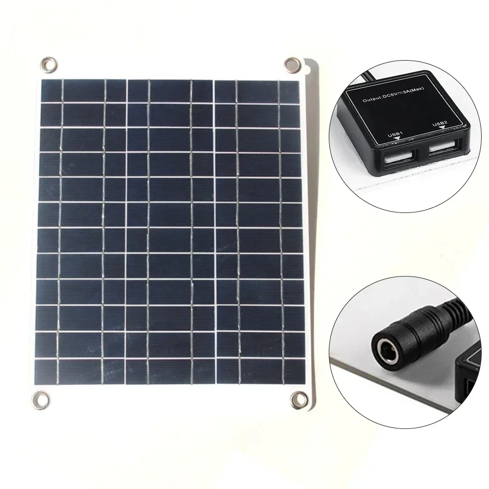 15w Solar Panel Polycrystalline Silicon Clip Wire Carabiners For Camping Hiking For Charging RVs Boats Cabins Vans