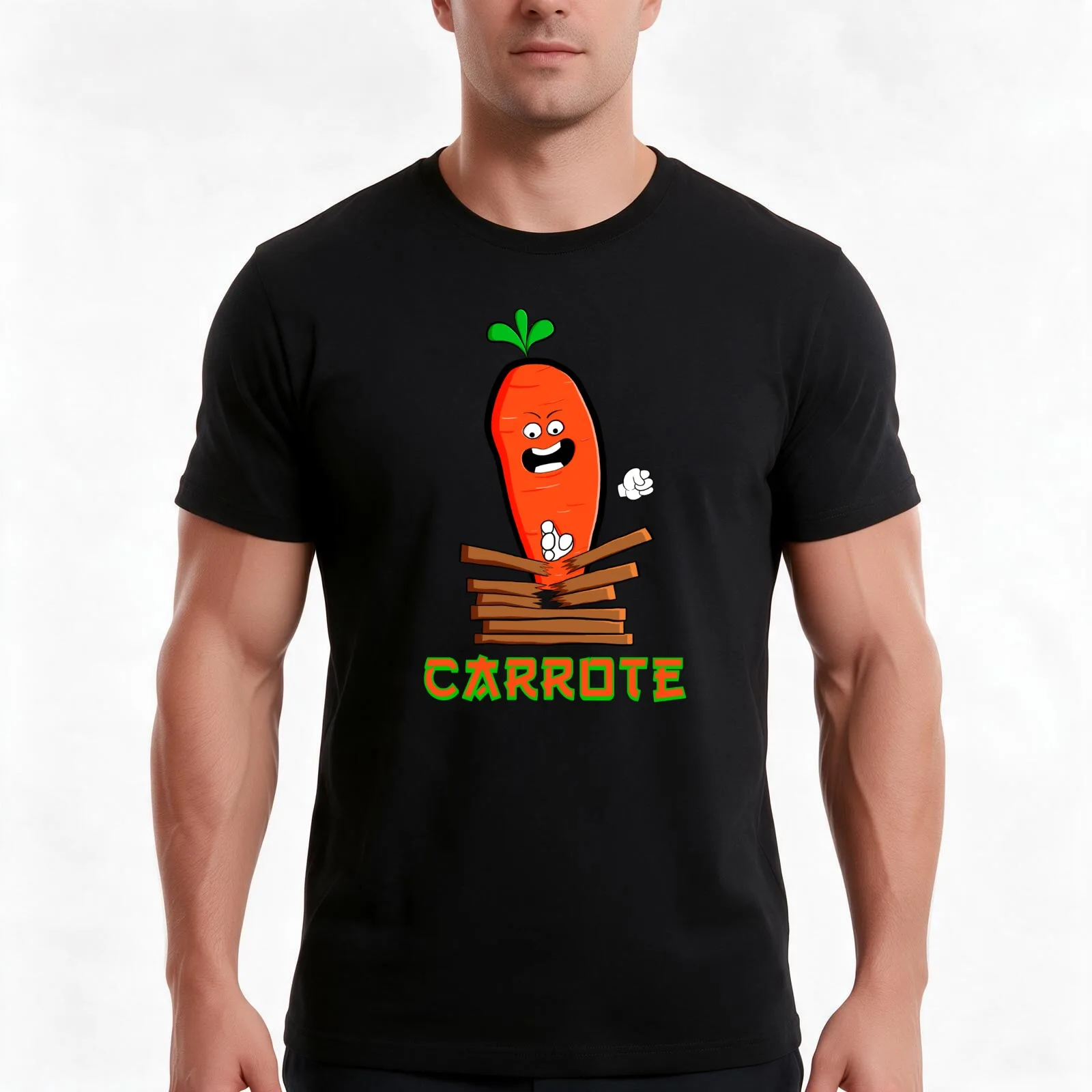 Karate Chop Carrot Kid T-Shirt, Summer Casual Cotton Tee, Oversized Streetwear Tops, Vintage Graphic Print, Unisex Men Women