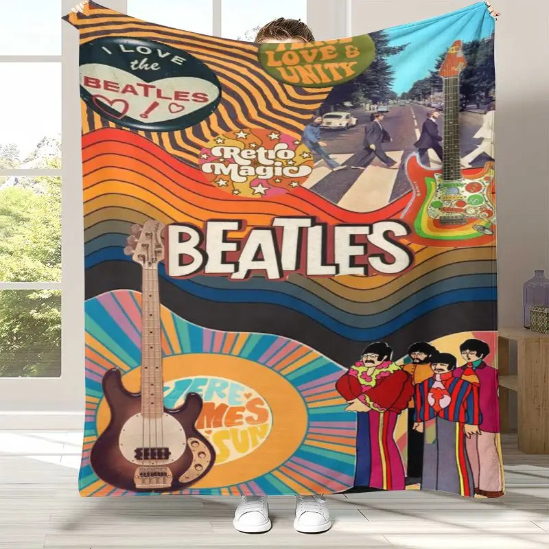 Vintage Fab Four The B-Beatles Abbey Road Rock Band Flannel Throw Blanket,Cozy Warm Blanket for Bed,Sofa,Living Room,Home Decor