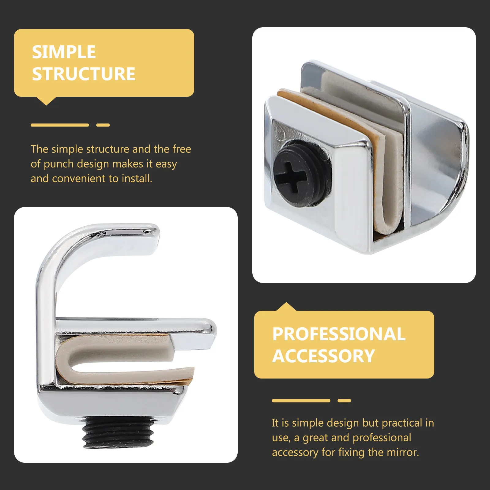 4Pcs Zinc Alloy Glass Door Handle Punch Free for Shower Sliding Doors Cabinet Pulls Anti Corrosion Glass Door Knobs Stable Fit