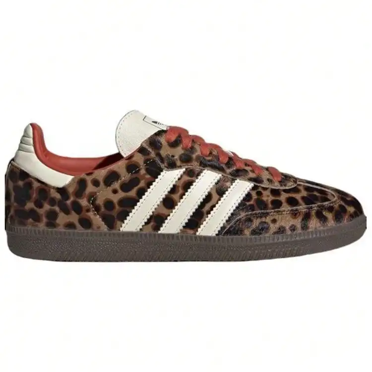 Adidas Originals SAMBAOG Comfortable And Durable Low-Top German Training Shoes Women's Leopard Print Brown JI2734