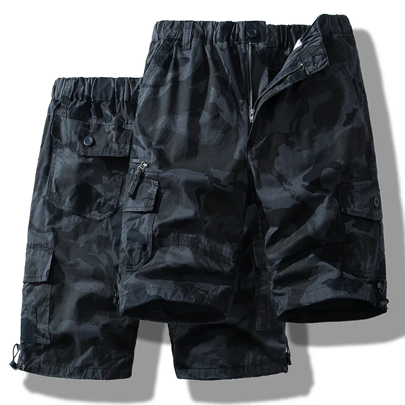 Mens Classic Shorts Summer Bermuda Shorts Harajuku Y2K Cargo Shorts Zipper Pocket Luxury Brand Homme Versatile Camo Half Pants