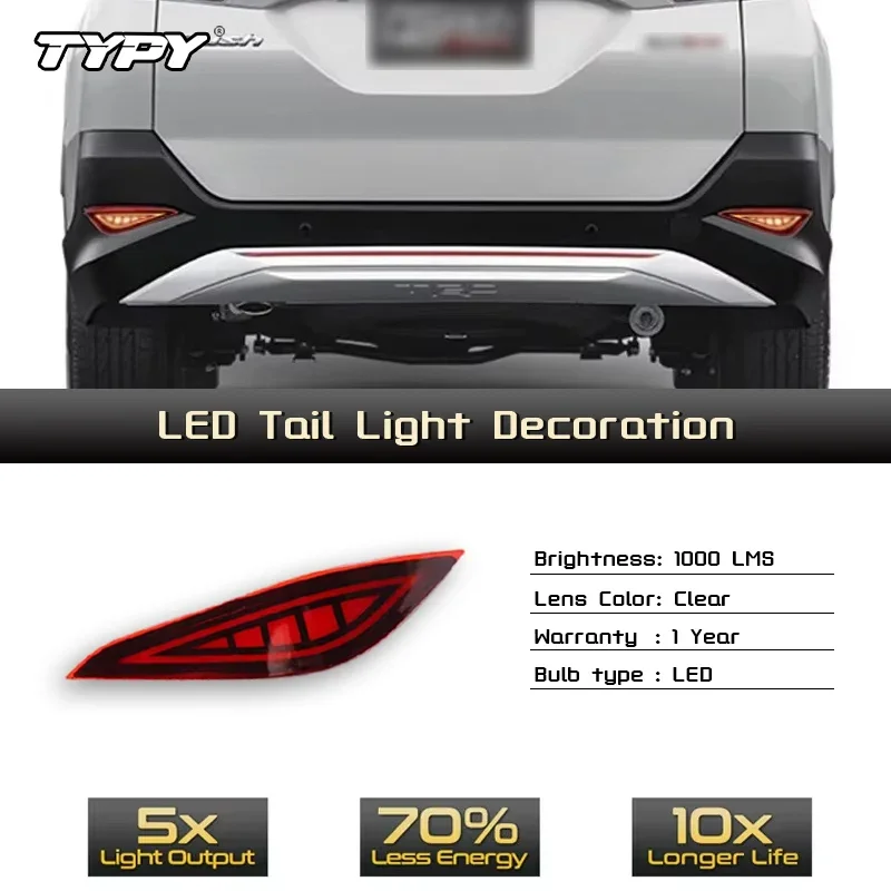 

TYPY автомобильный задний бампер в сборе для Toyota RUSH 2018 2019, светодиодный стоп-сигнал высокой яркости, задний фонарь, указатель поворота