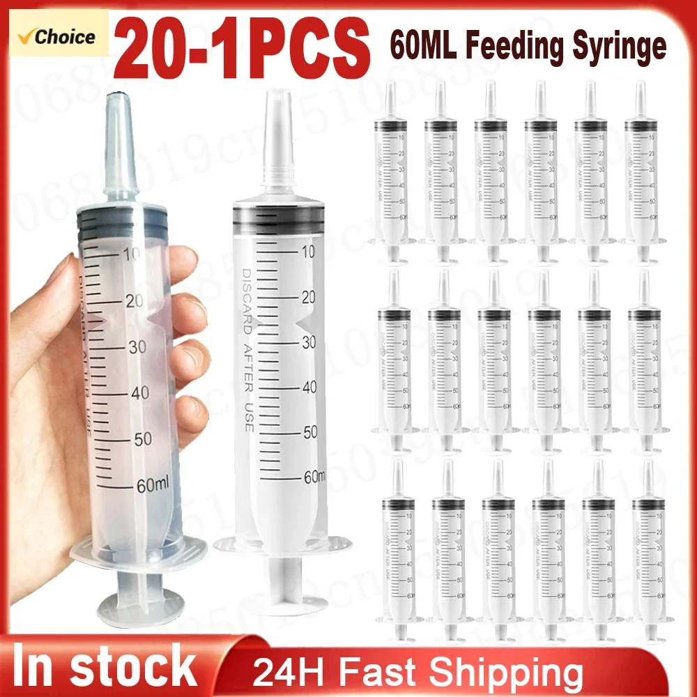 20-1 Stück 60ml Spritze Vogel fütterung Stillen Medizin Feeder Plastiks pritze Nadel lose Spritze Tauben futter Vogel häuschen