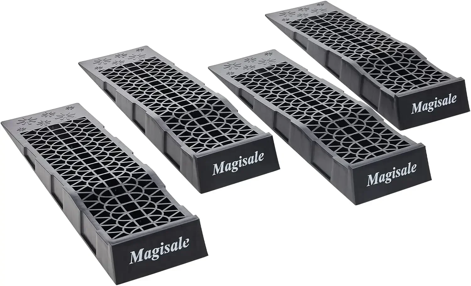 Magisale Low Profile Plastic Car Service Ramps 6 Ton Heavy Duty Truck Vehicle Ramps for Oil Changes& Maintenance- 4 Pack