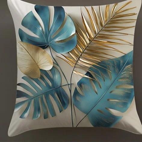 كيس وسادة منقوش على شكل أوراق شجر للمنزل، غطاء وسادة لغرفة النوم، طباعة من جانب واحد، بدون قلب وسادة