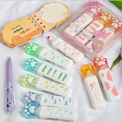 3pcs Cat Paw Color Highlighter Pens Set Kawaii Design Gradient Fluorescent Marker Liner for Drawing Highlighting F7779