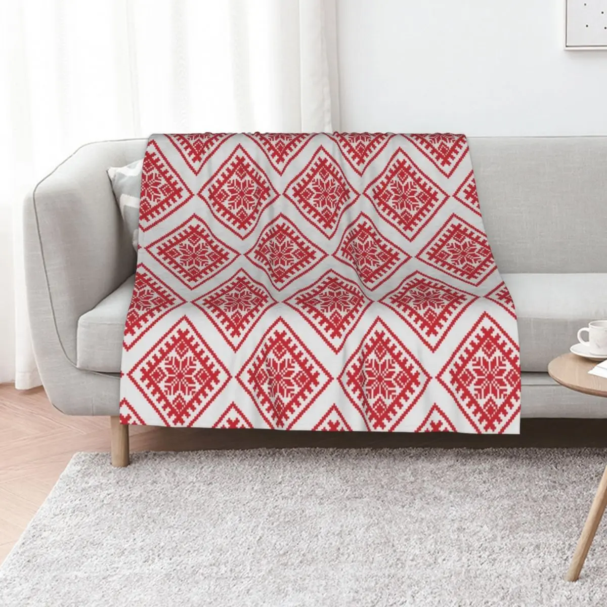 Symbolic and Traditional Latvian Ornaments Throw Blanket Sofa Flannel Fabric Bed Fashionable Shaggy Hair Blankets