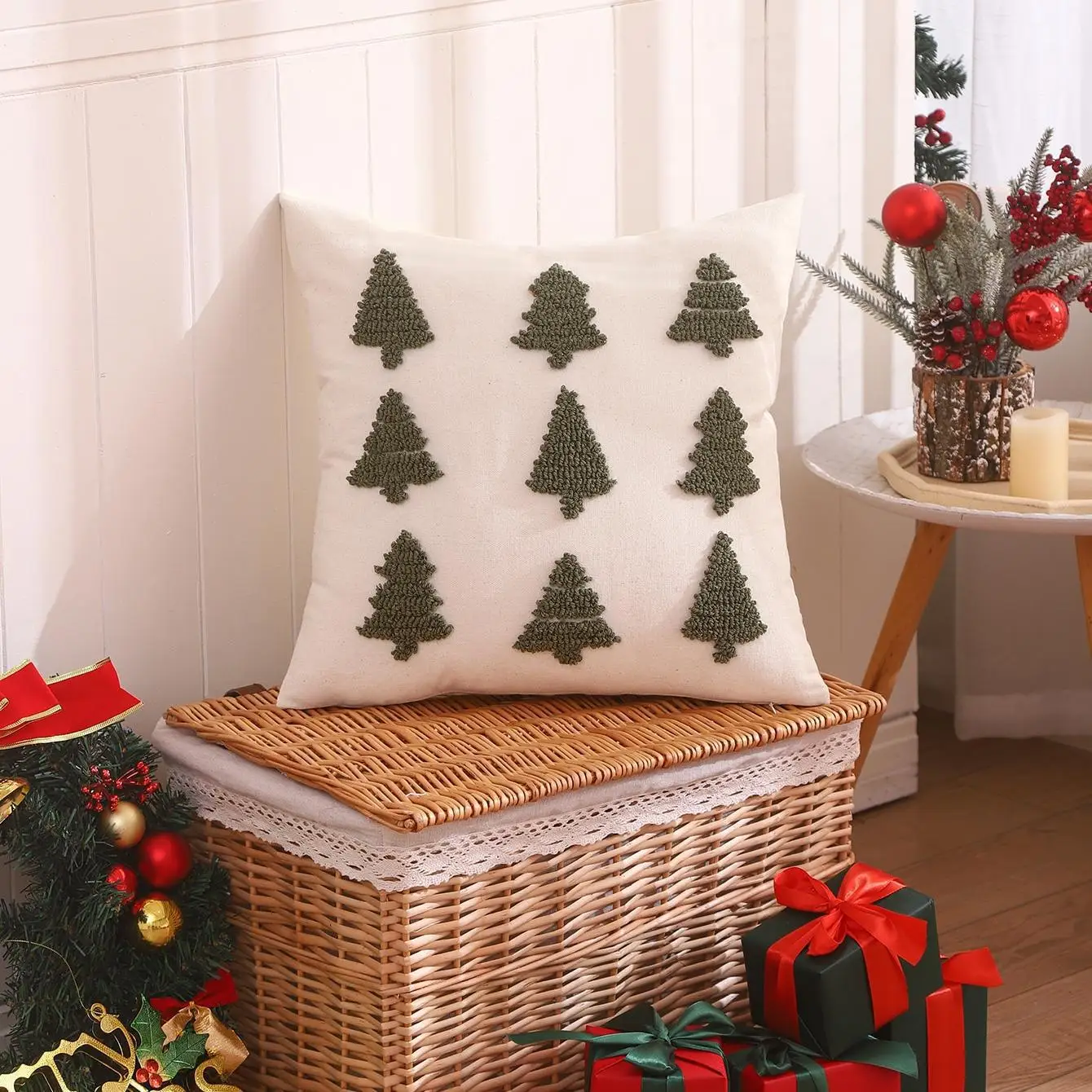 Nordic Internet-famous Christmas Tree Pillowcase Bohemian Moroccan Sofa Pillowcase Cushion Cover Pillow Tufted Loop Fleece