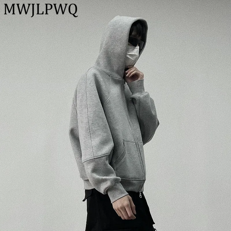 

Мужская толстовка с капюшоном MWJLPWQ Niche Heavyweight, повседневная, на молнии, в уличном стиле, однотонная, 13971