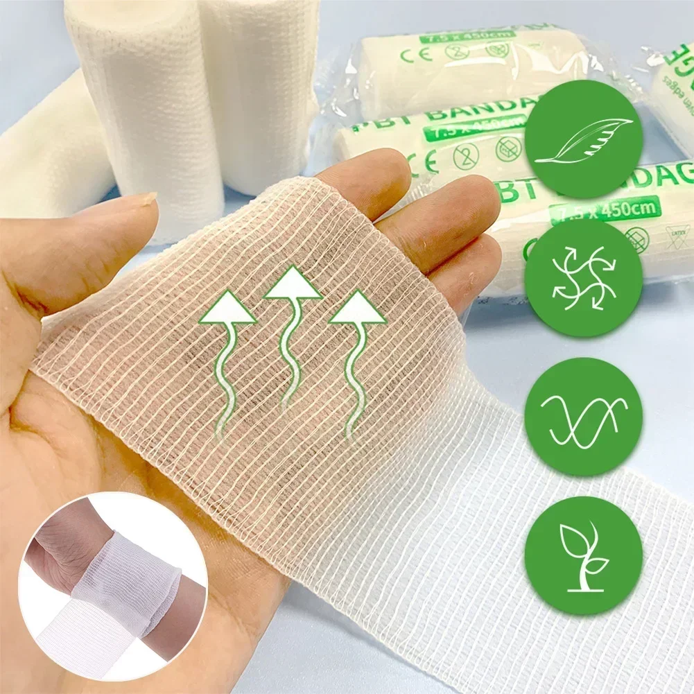 10Rolls 7.5cm X 4.5m Cotton PBT Elastic Bandage Medical Supplies Conforming First Aid Gauze Wound Dressing Emergency Care