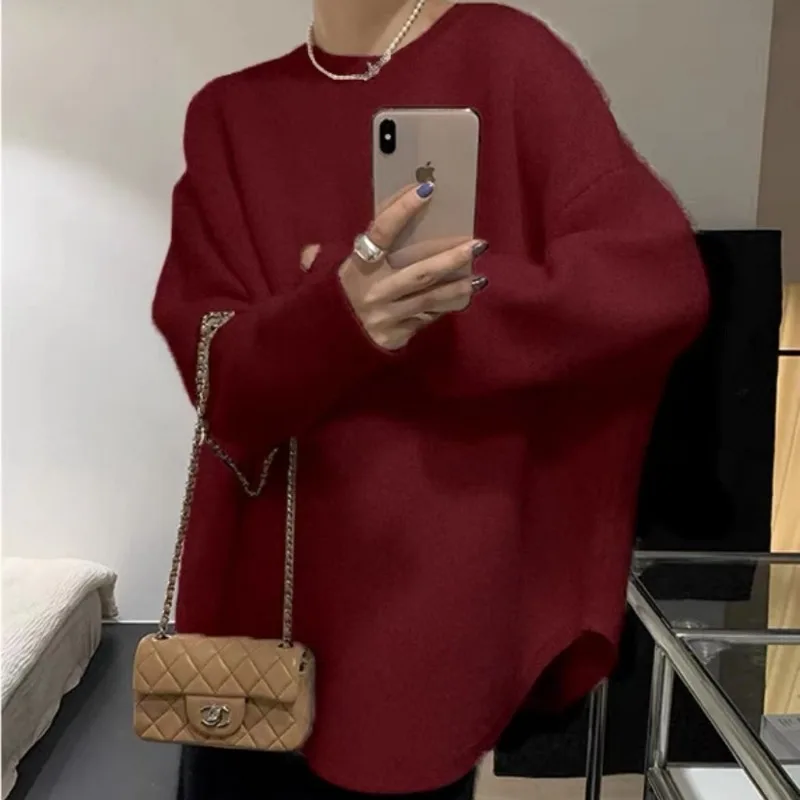 Simplicity Neutral Sven Drape Lightly Cooked Comfortable Keep Warm Pure Senior Laziness Women's Sweater Autumn Winter 2024