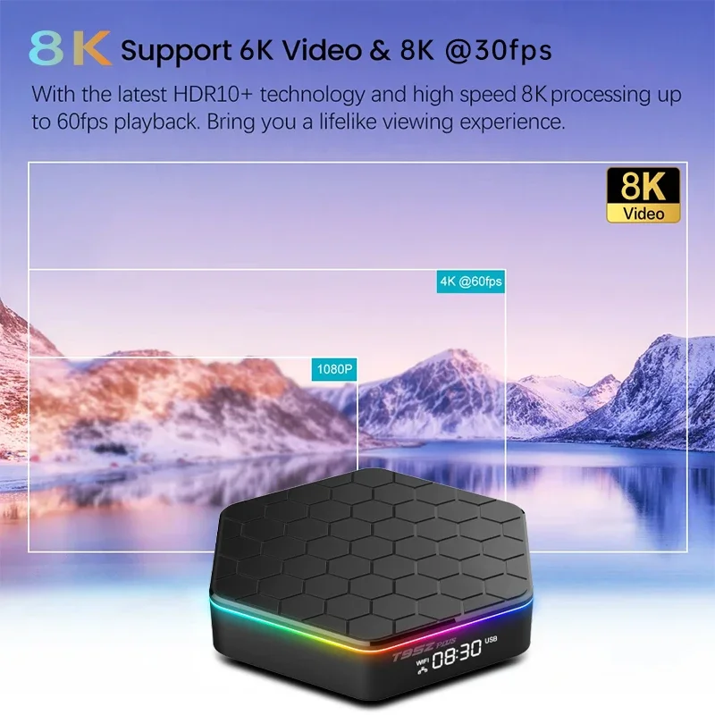 T95Z plus Smart TV Box Android 12 8K Ultra HD Media Player WiFi6 BT 5.0 Allwinner H618 Multilanguage Set Top Box يدعم Google
