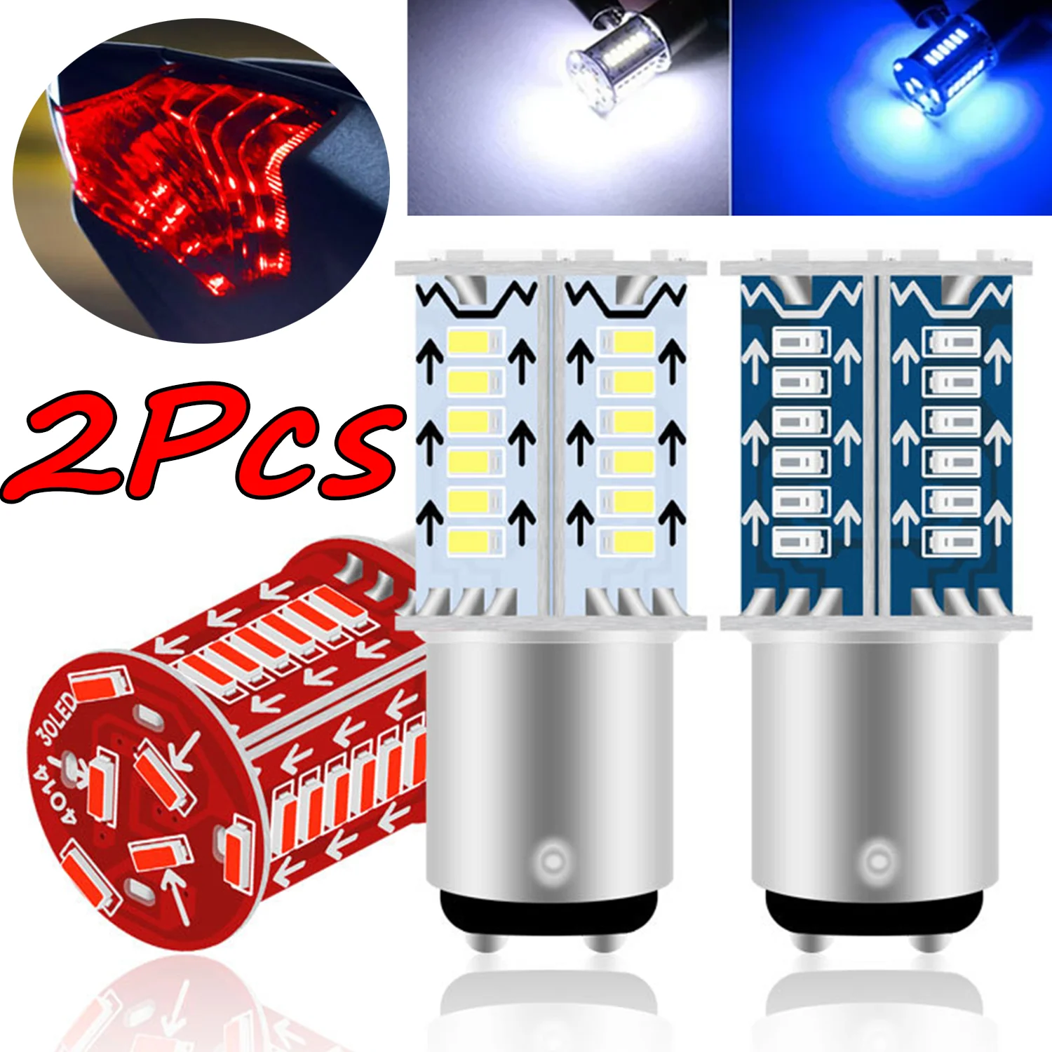 

2Pcs Motorcycle Car 1157 Strobe LED Brake Lights Strong Spotlight Reverse Light Brake Parking Lamp Motorcycle Tail Lights 12V